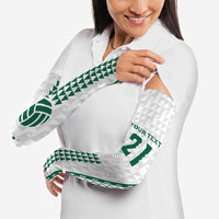 Polynesian Hawaii Volleyball Custom Arm Sleeves White Kakau with Map Motif - Polynesian Pride