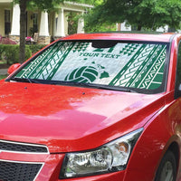 Polynesian Hawaii Volleyball Custom Auto Sun Shade White Kakau with Map Motif - Polynesian Pride