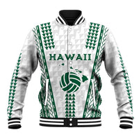 Polynesian Hawaii Volleyball Custom Baseball Jacket White Kakau with Map Motif LT9 Unisex White - Polynesian Pride