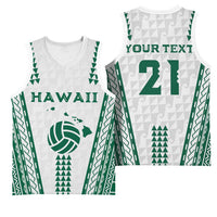Polynesian Hawaii Volleyball Custom Basketball Jersey White Kakau with Map Motif - Polynesian Pride