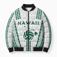 Polynesian Hawaii Volleyball Custom Bomber Puffer Jacket White Kakau with Map Motif LT9 Unisex White - Polynesian Pride