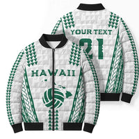 Polynesian Hawaii Volleyball Custom Bomber Puffer Jacket White Kakau with Map Motif LT9 - Polynesian Pride
