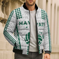 Polynesian Hawaii Volleyball Custom Bomber Puffer Jacket White Kakau with Map Motif LT9 - Polynesian Pride