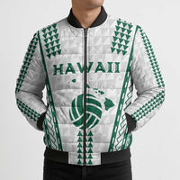 Polynesian Hawaii Volleyball Custom Bomber Puffer Jacket White Kakau with Map Motif LT9 - Polynesian Pride