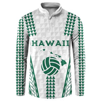 Polynesian Hawaii Volleyball Custom Button Sweatshirt White Kakau with Map Motif LT9 White - Polynesian Pride