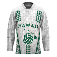 Polynesian Hawaii Volleyball Custom Hockey Jersey White Kakau with Map Motif - Polynesian Pride