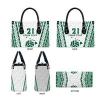 Polynesian Hawaii Volleyball Custom Leather Bag White Kakau with Map Motif - Polynesian Pride