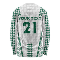 Polynesian Hawaii Volleyball Custom Long Sleeve Shirt White Kakau with Map Motif LT9 - Polynesian Pride