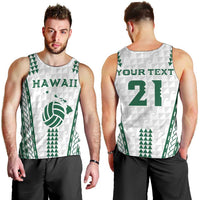 Polynesian Hawaii Volleyball Custom Men Tank Top White Kakau with Map Motif LT9 - Polynesian Pride