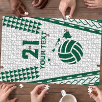 Polynesian Hawaii Volleyball Custom Puzzle White Kakau with Map Motif LT9 - Polynesian Pride