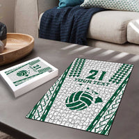 Polynesian Hawaii Volleyball Custom Puzzle White Kakau with Map Motif LT9 - Polynesian Pride