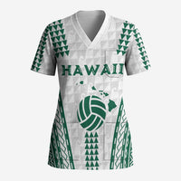 Polynesian Hawaii Volleyball Custom Scrub Top White Kakau with Map Motif - Polynesian Pride