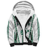 Polynesian Hawaii Volleyball Custom Sherpa Hoodie White Kakau with Map Motif LT9 Unisex White - Polynesian Pride