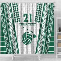 Polynesian Hawaii Volleyball Custom Shower Curtain White Kakau with Map Motif