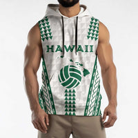 Polynesian Hawaii Volleyball Custom Sleeveless Hoodie White Kakau with Map Motif LT9 - Polynesian Pride