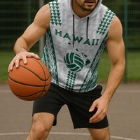 Polynesian Hawaii Volleyball Custom Sleeveless Hoodie White Kakau with Map Motif LT9 - Polynesian Pride