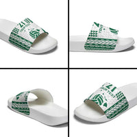 Polynesian Hawaii Volleyball Custom Slide Sandals White Kakau with Map Motif - Polynesian Pride