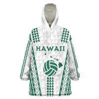Polynesian Hawaii Volleyball Custom Wearable Blanket Hoodie White Kakau with Map Motif LT9 One Size White - Polynesian Pride