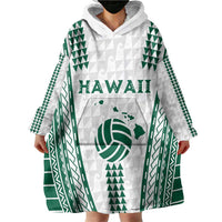 Polynesian Hawaii Volleyball Custom Wearable Blanket Hoodie White Kakau with Map Motif LT9 - Polynesian Pride