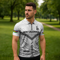 New Caledonia Football Custom Zipper Polo Shirt Go Champions Les Cagous - Polynesian Pride