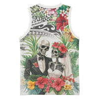 Skeleton Love for Valentines Day Basketball Jersey Polynesian Tribal Love Forever LT9 - Polynesian Pride