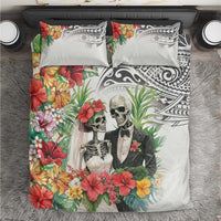 Skeleton Love for Valentine’s Day Bedding Set Polynesian Tribal Love Forever