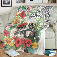 Skeleton Love for Valentines Day Blanket Polynesian Tribal Love Forever LT9 - Polynesian Pride