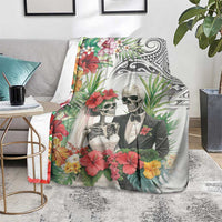 Skeleton Love for Valentines Day Blanket Polynesian Tribal Love Forever LT9 - Polynesian Pride