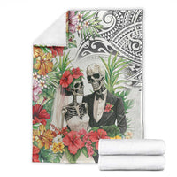 Skeleton Love for Valentines Day Blanket Polynesian Tribal Love Forever LT9 - Polynesian Pride