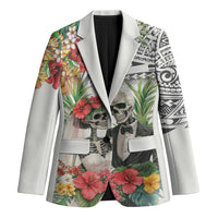 Skeleton Love for Valentines Day Blazer Polynesian Tribal Love Forever LT9 Unisex White - Polynesian Pride