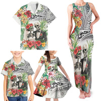 Skeleton Love for Valentine’s Day Family Matching Tank Maxi Dress and Hawaiian Shirt Polynesian Tribal Love Forever