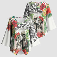 Skeleton Love for Valentines Day Kimono Sleeve Blouse Polynesian Tribal Love Forever LT9 - Polynesian Pride