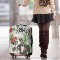 Skeleton Love for Valentine’s Day Luggage Cover Polynesian Tribal Love Forever