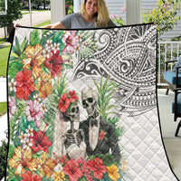 Skeleton Love for Valentine’s Day Quilt Polynesian Tribal Love Forever