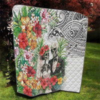 Skeleton Love for Valentine’s Day Quilt Polynesian Tribal Love Forever