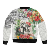 Skeleton Love for Valentine’s Day Sleeve Zip Bomber Jacket Polynesian Tribal Love Forever