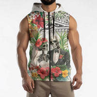 Skeleton Love for Valentines Day Sleeveless Zip Hoodie Polynesian Tribal Love Forever LT9 - Polynesian Pride