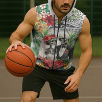 Skeleton Love for Valentines Day Sleeveless Zip Hoodie Polynesian Tribal Love Forever LT9 - Polynesian Pride