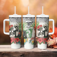 Skeleton Love for Valentines Day Tumbler With Handle Polynesian Tribal Love Forever LT9 - Polynesian Pride