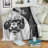Personalised Tonga Emancipation Day Blanket Since 1970 Ngatu Tribal Pattern LT9 Black - Polynesian Pride