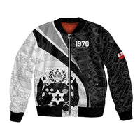 Personalised Tonga Emancipation Day Bomber Jacket Since 1970 Ngatu Tribal Pattern LT9 Unisex Black - Polynesian Pride