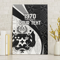 Personalised Tonga Emancipation Day Canvas Wall Art Since 1970 Ngatu Tribal Pattern LT9 Without Frame Black - Polynesian Pride