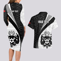 Personalised Tonga Emancipation Day Couples Matching Long Sleeve Bodycon Dress and Hawaiian Shirt Since 1970 Ngatu Tribal Pattern LT9 - Polynesian Pride