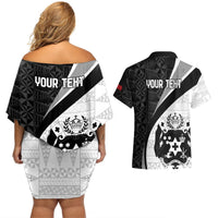 Personalised Tonga Emancipation Day Couples Matching Off Shoulder Short Dress and Hawaiian Shirt Since 1970 Ngatu Tribal Pattern LT9 - Polynesian Pride