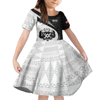 Personalised Tonga Emancipation Day Family Matching Tank Maxi Dress and Hawaiian Shirt Since 1970 Ngatu Tribal Pattern LT9 Daughter's Dress Black - Polynesian Pride