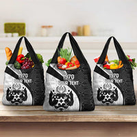 Personalised Tonga Emancipation Day Grocery Bag Since 1970 Ngatu Tribal Pattern LT9 3-pack One Size Black - Polynesian Pride