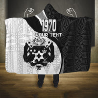 Personalised Tonga Emancipation Day Hooded Blanket Since 1970 Ngatu Tribal Pattern LT9 One Size Black - Polynesian Pride