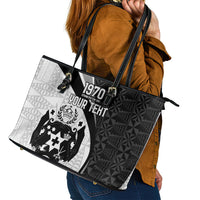 Personalised Tonga Emancipation Day Leather Tote Bag Since 1970 Ngatu Tribal Pattern LT9 - Polynesian Pride
