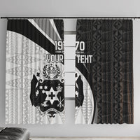 Personalised Tonga Emancipation Day Window Curtain Since 1970 Ngatu Tribal Pattern LT9 With Hooks Black - Polynesian Pride