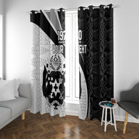 Personalised Tonga Emancipation Day Window Curtain Since 1970 Ngatu Tribal Pattern LT9 With Grommets Black - Polynesian Pride